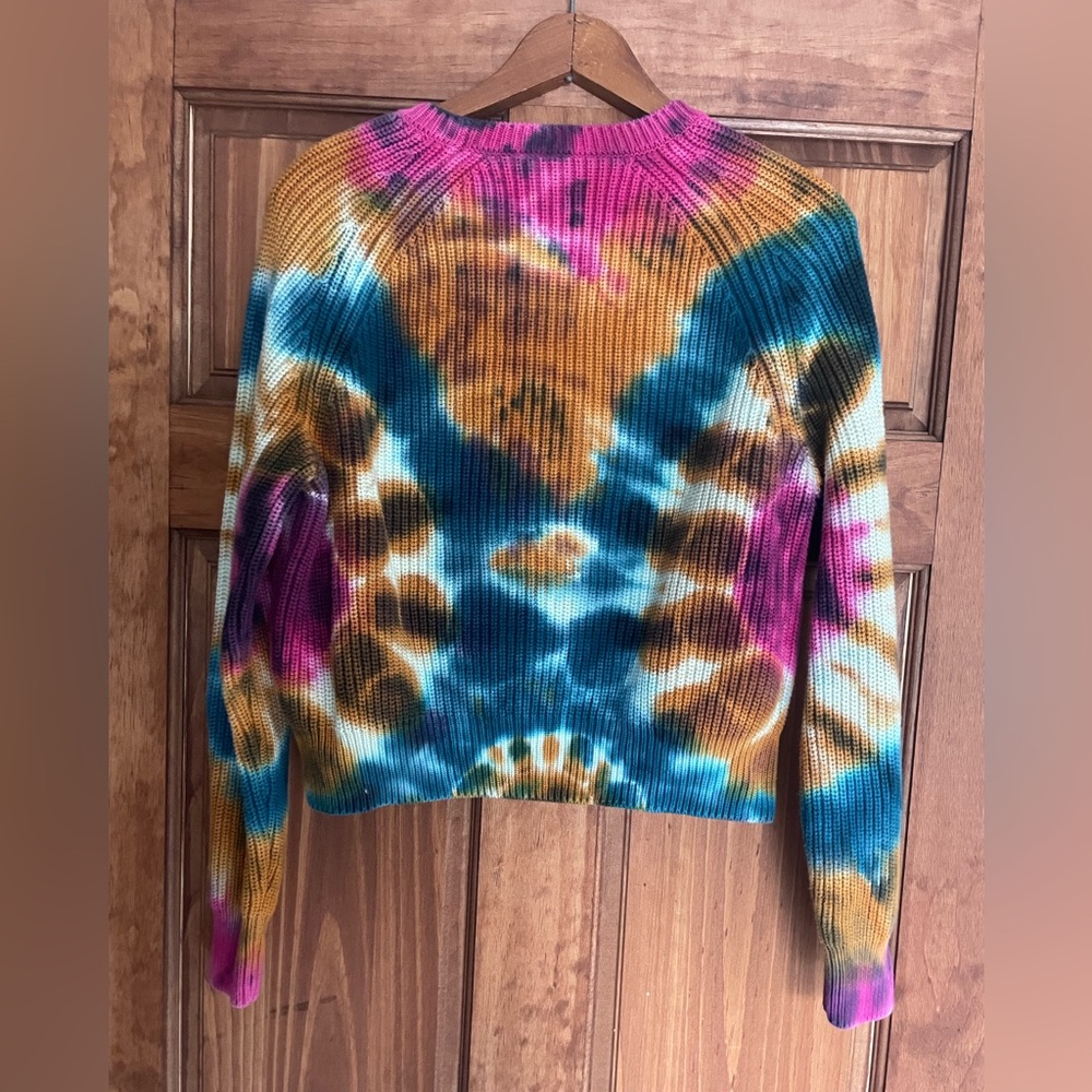 Young Fabulous & Broke Chunky Cable Knit Sweater, Tye-Dye,Hippie,Retro. Size:M - Picture 2 of 7